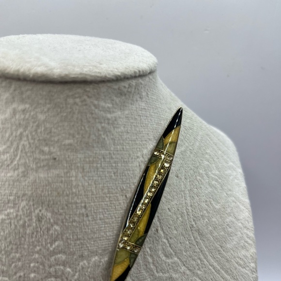 Vintage Pierre Bex France Art Deco Style and  rhinestone brooch Trombone Closure - Picture 6 of 9